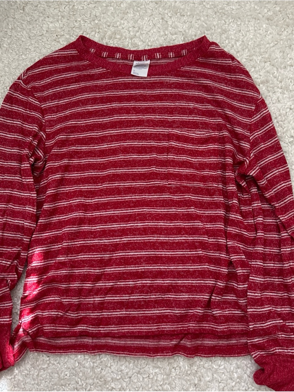 stars above Red & White Striped Long Sleeve Pajama Top